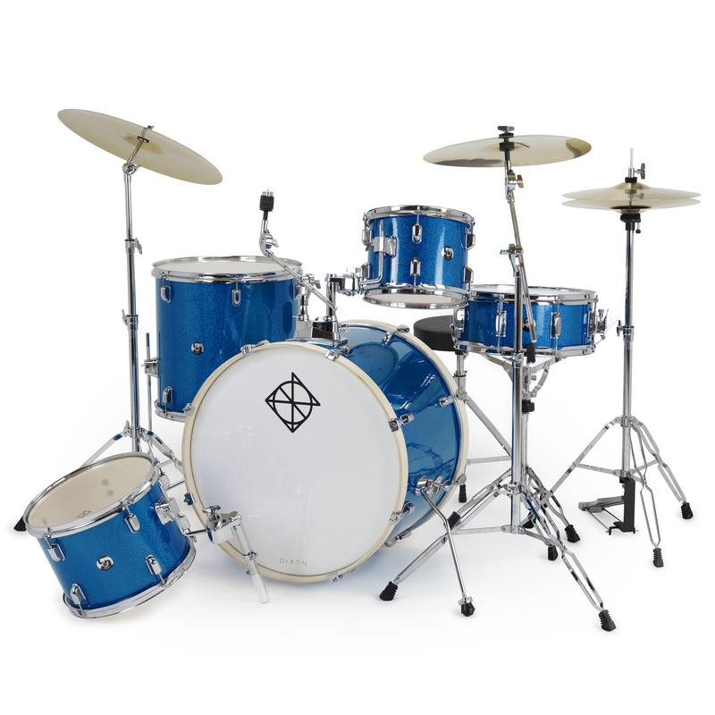 Dixon Spark 5-Piece Drum Set in Ocean Blue Sparkle finish (PODSP522C1SOBS) – complete outfit with cymbals and hardware – beginner-friendly drum kit – Musician Madness