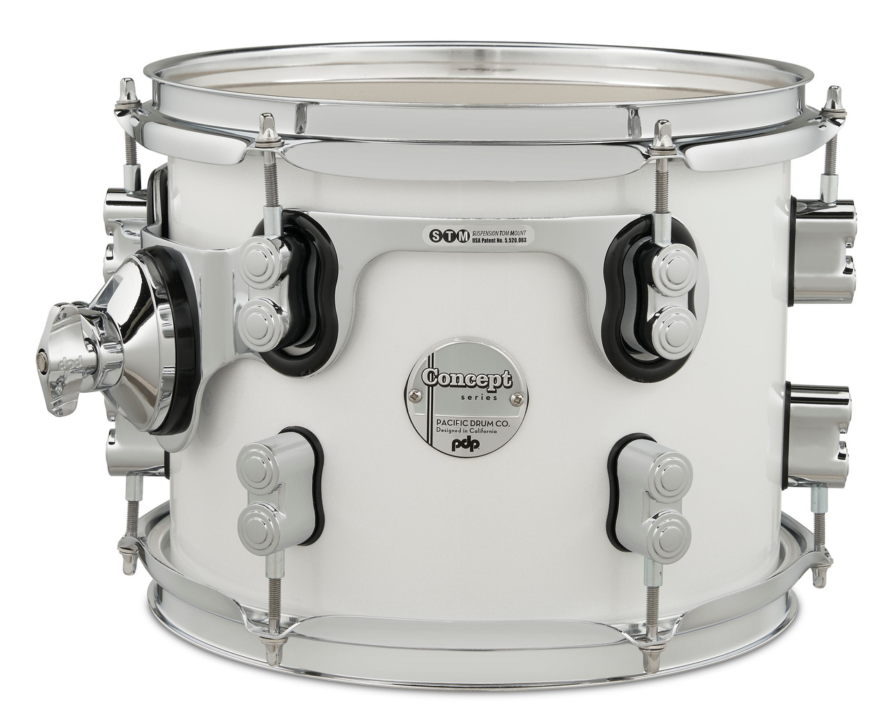 PDP Concept Maple 8x10 Suspended Tom - Pearlescent White Lacquer w/ Chrome Hardware (PDCM0810STPW) | Musician Madness