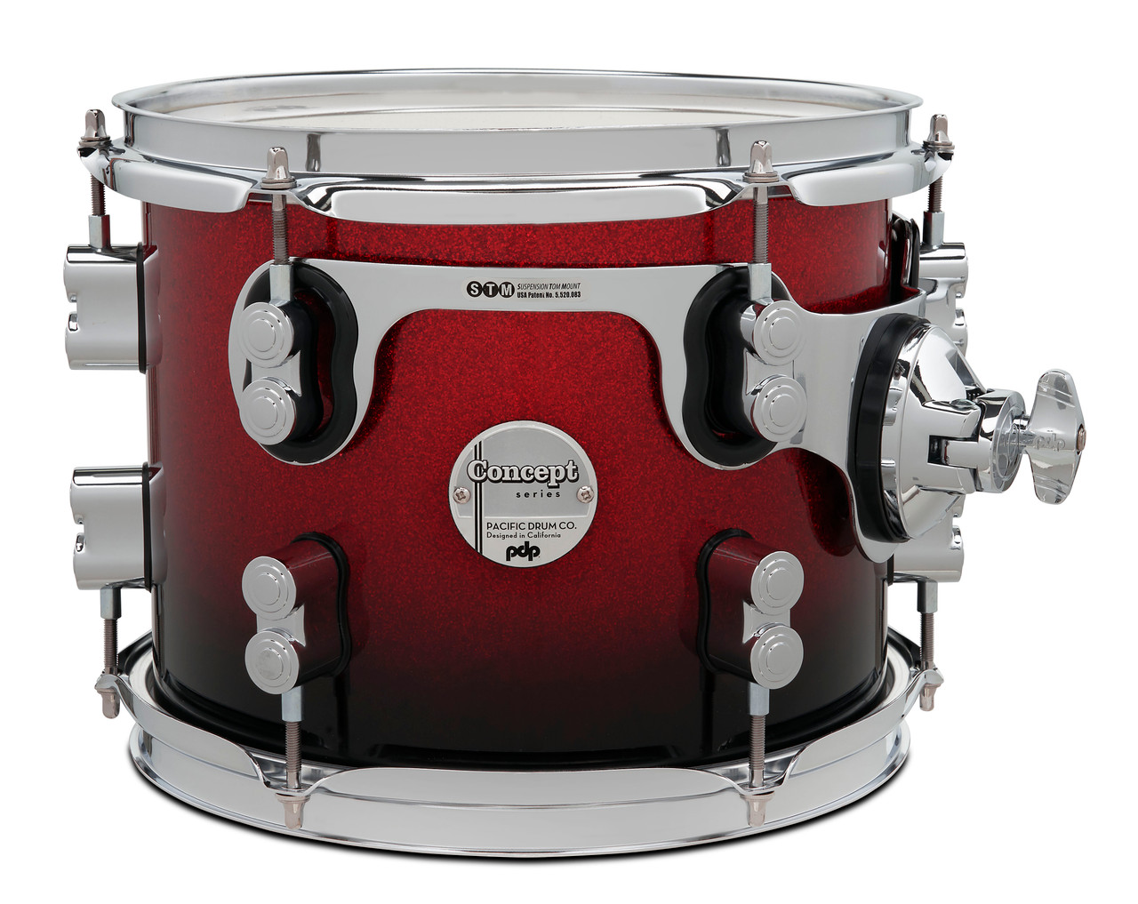 PDP Concept Maple 8x10 Suspended Tom - Red to Black Fade Lacquer w/ Chrome Hardware (PDCM0810STRB) | Musician Madness
