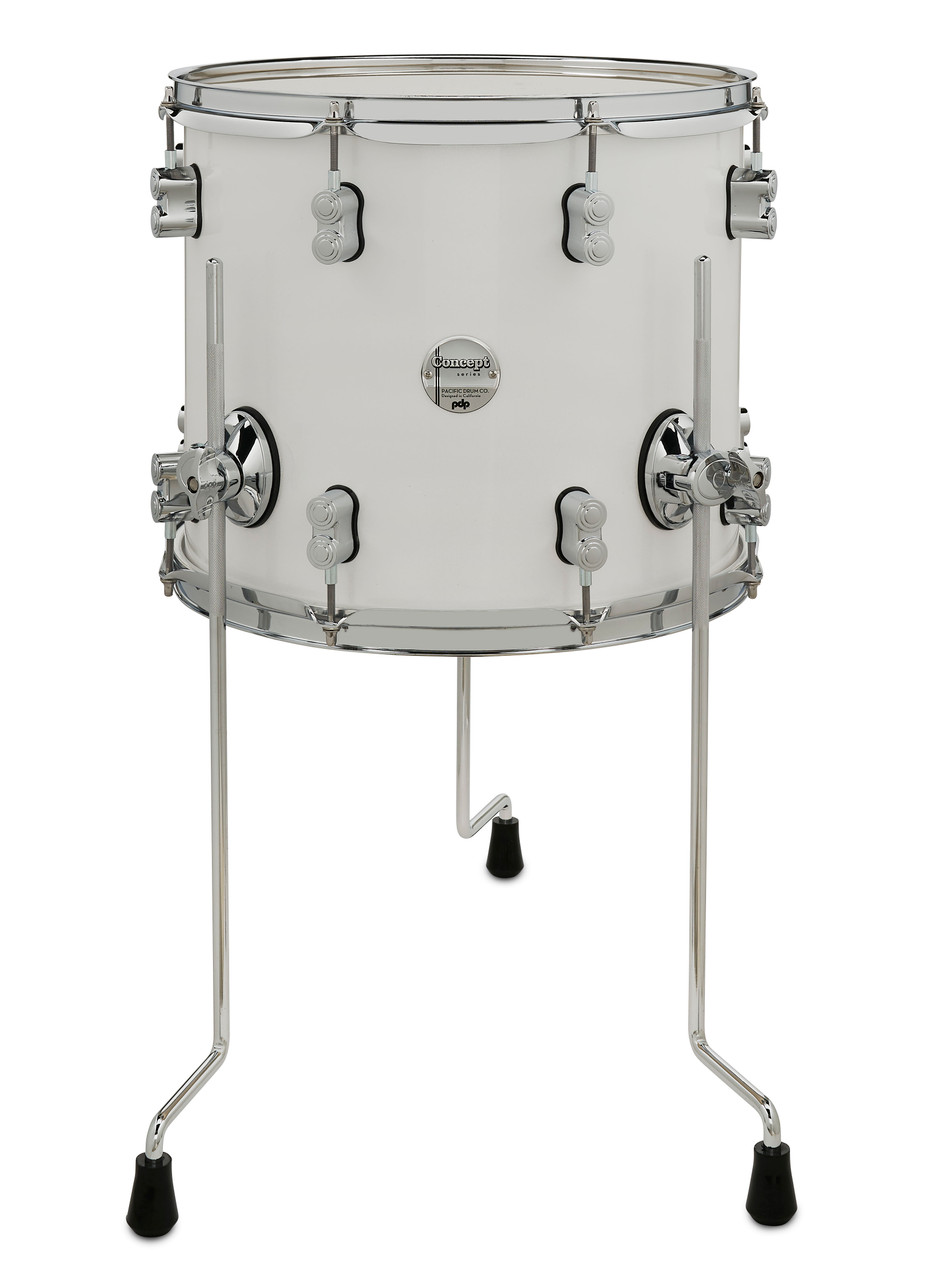 PDP Concept Maple 12x14 Floor Tom Pearlescent - White Lacquer w/ Chrome Hardware (PDCM1214TTPW) | Musician Madness