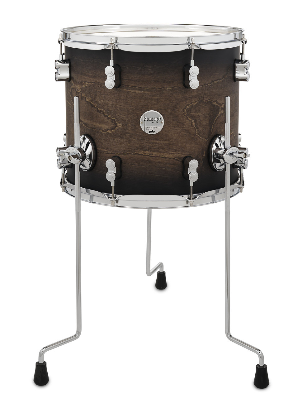 PDP Concept Maple 12x14 Floor Tom - Satin Charcoal Burst w/ Chrome Hardware (PDCM1214TTSCB) | Musician Madness