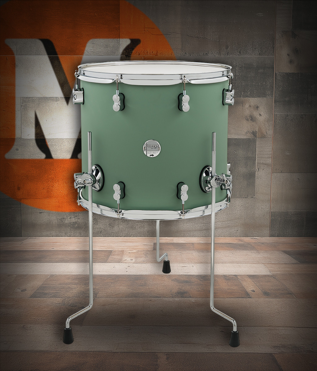 PDP Concept Maple 14x16 Floor Tom - Satin Seafoam Finish Ply w/ Chrome Hardware (PDCM1416TTSF) | Musician Madness