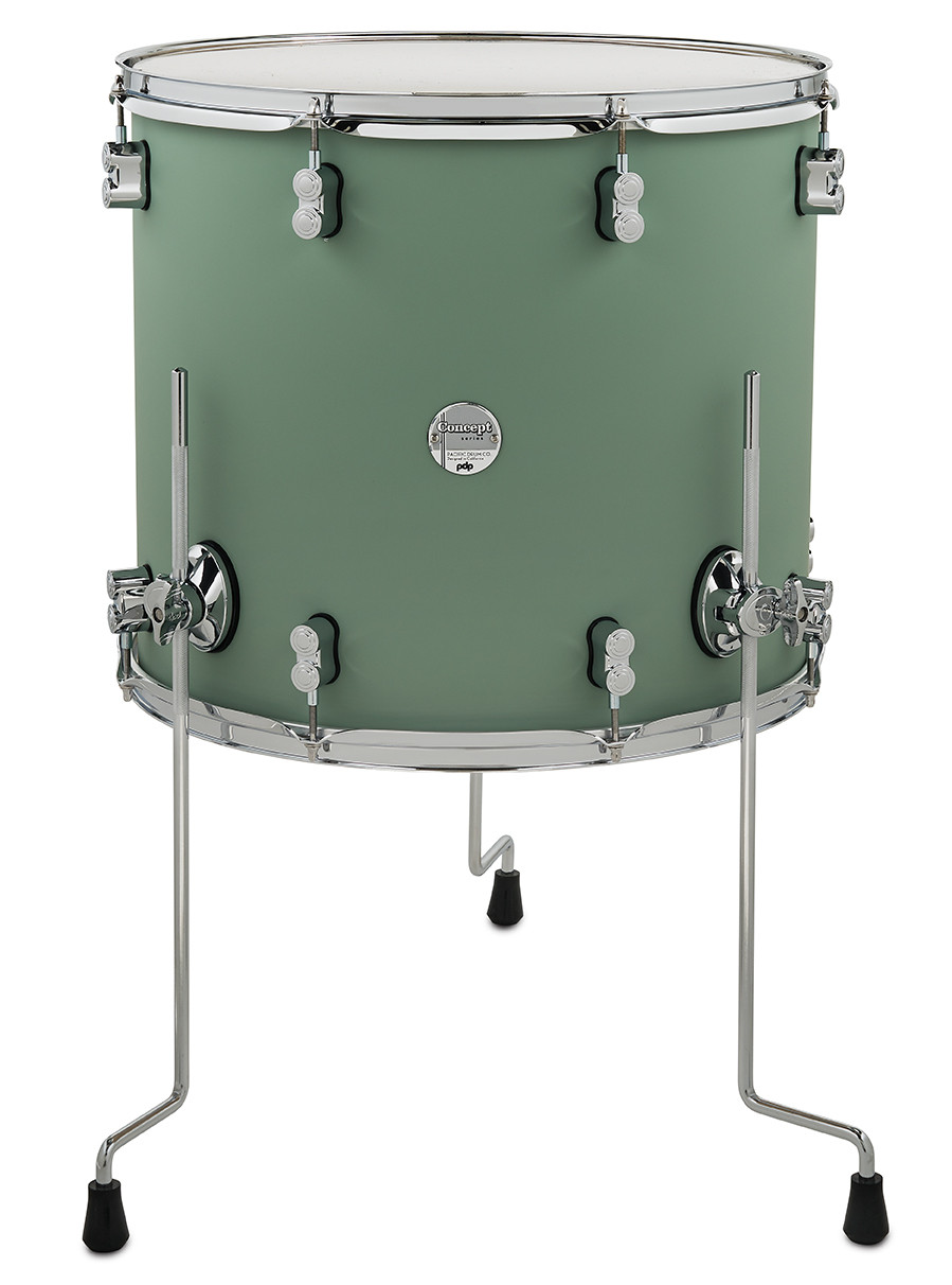 PDP Concept Maple 16x18 Floor Tom in Satin Seafoam Finish Ply with chrome hardware and maple shell - rich tone and vibrant modern finish - Musician Madness