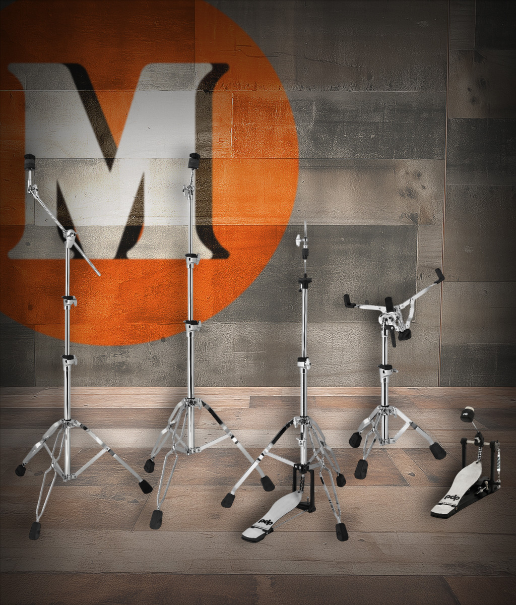 PDP 800 Series Medium-Weight 5-Piece Hardware Pack (PDHW815) with hi-hat, snare, cymbal stands, and bass pedal - durable stage-ready drum hardware - Musician Madness