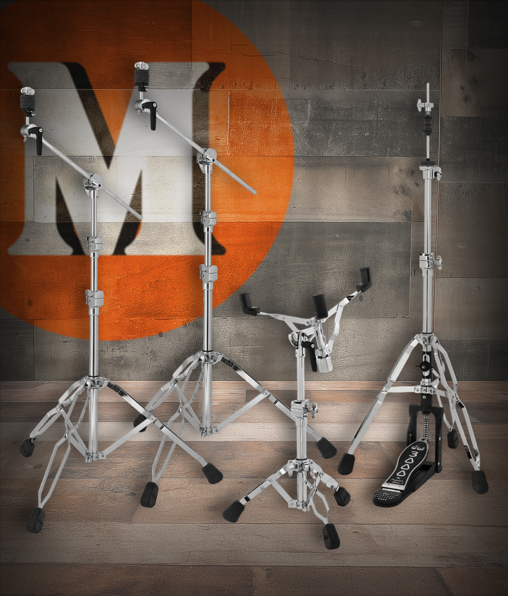 DW 3000 Series 4-Piece Hardware Pack (DWCP3000PKA) including hi-hat, snare, cymbal stands, and bass pedal - durable professional DW drum hardware - Musician Madness