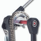 DW 5000 Series Accelerator Double Bass Drum Pedal (DWCP5002AD4) with red base plate and carrying bag