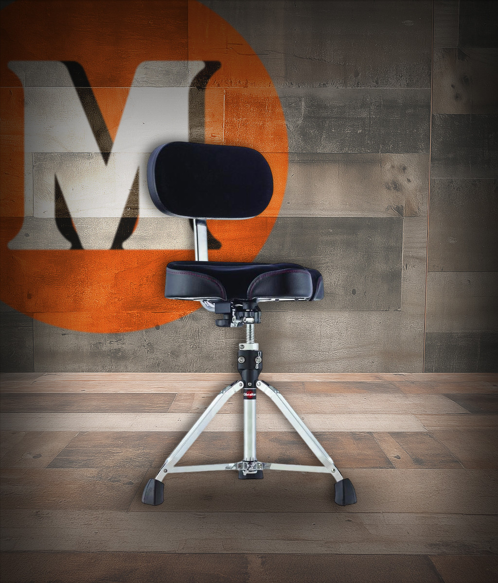 Gibraltar 9000 Series 16" Cordura Saddle Drum Throne with Backrest (9608MB) adjustable drummer seat