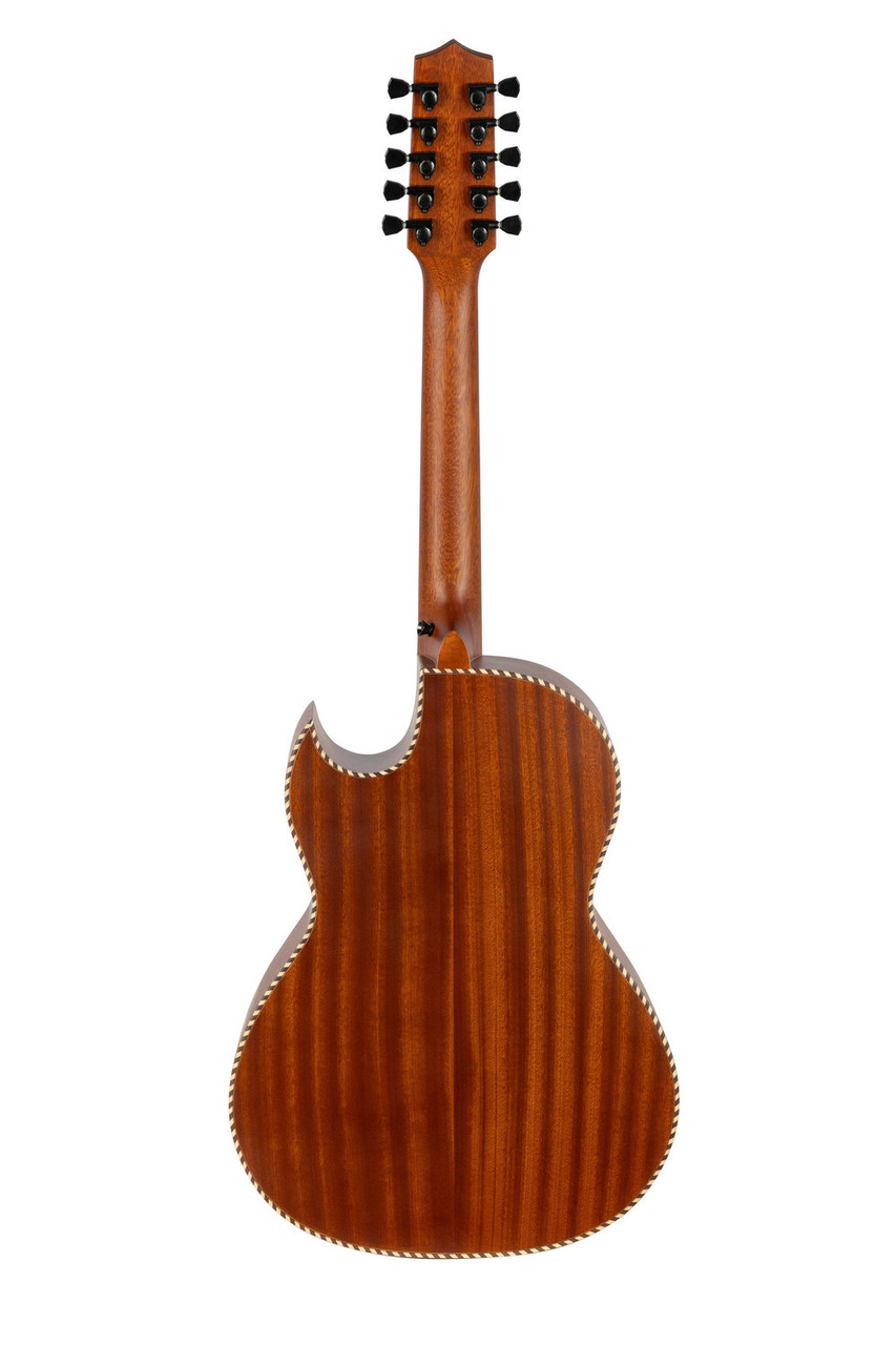 H. Jimenez Satin Natural with laser design Bajo Quinto Cutaway Electric w/ Hard wood case (LBQ1GXE-MC) | Musician Madness