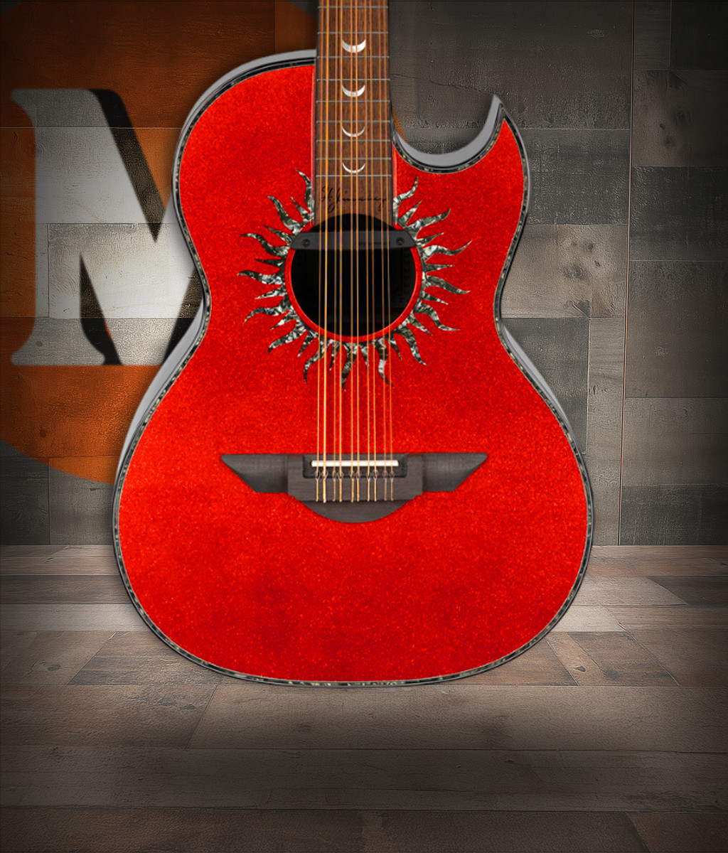 H. Jimenez Glossy Red Sparkle Painted Top Bajo Quinto Cutaway Electric (LBQ1GXE-AN) with hardwood case acoustic-electric bajo quinto guitar