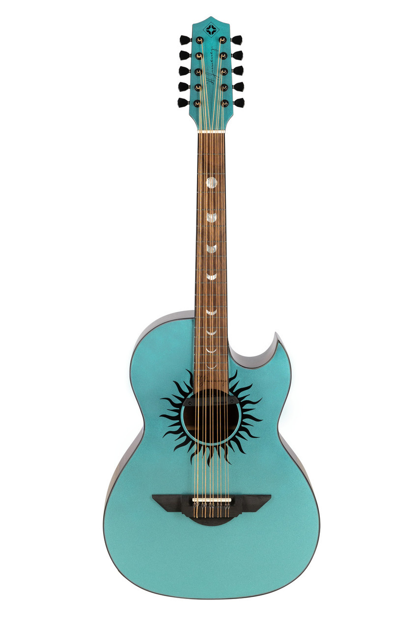 H. Jimenez Glossy Turquoise sparkle painted top Bajo Quinto Cutaway Electric w/ Hard wood case (LBQ1GXE-CN) | Musician Madness