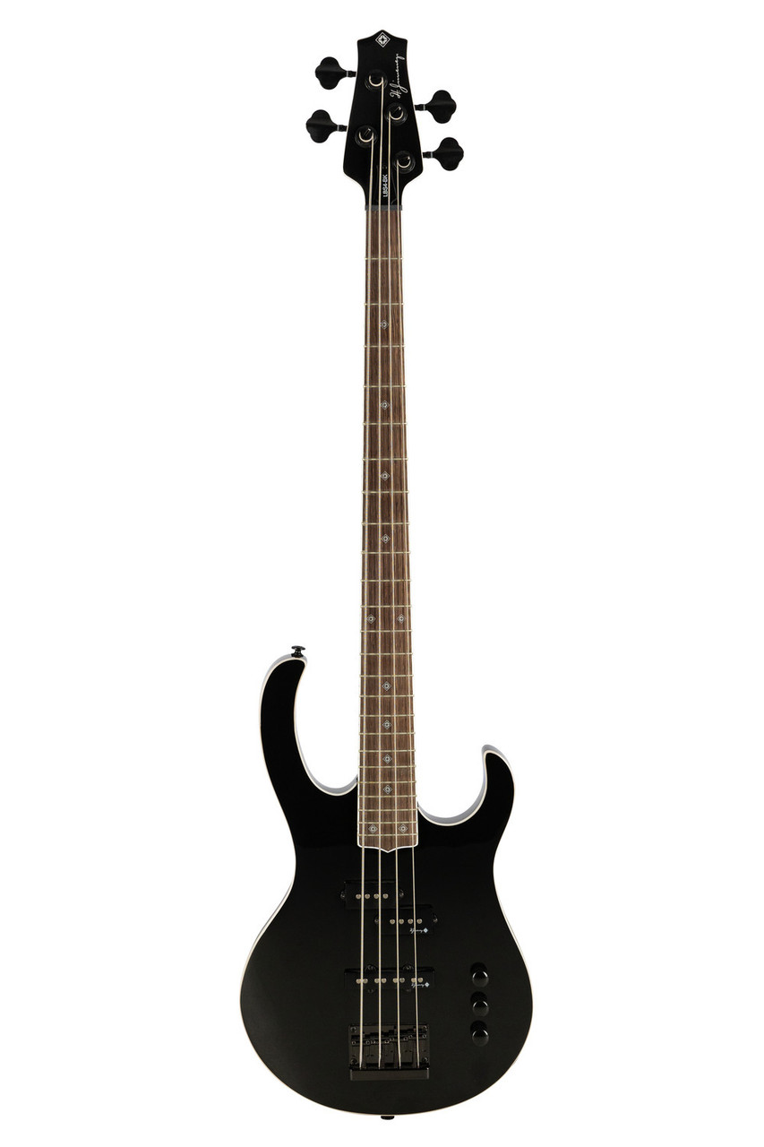 H. Jimenez 4-String Glossy Black Bass Guitar (LBS4-BK) with deluxe padded gig bag