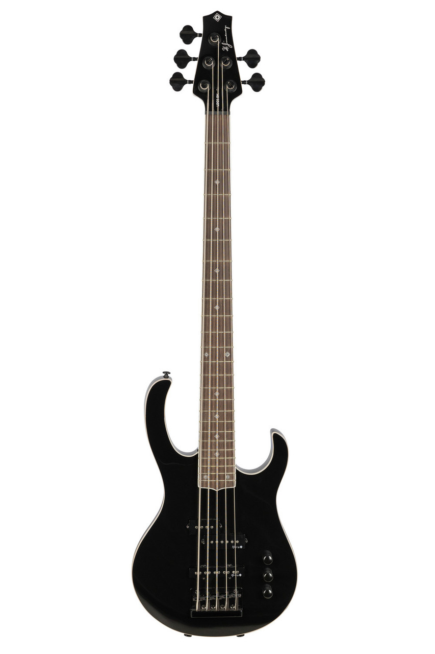 H. Jimenez 5-String Glossy Black Bass Guitar (LBS5-BK) with deluxe padded gig bag