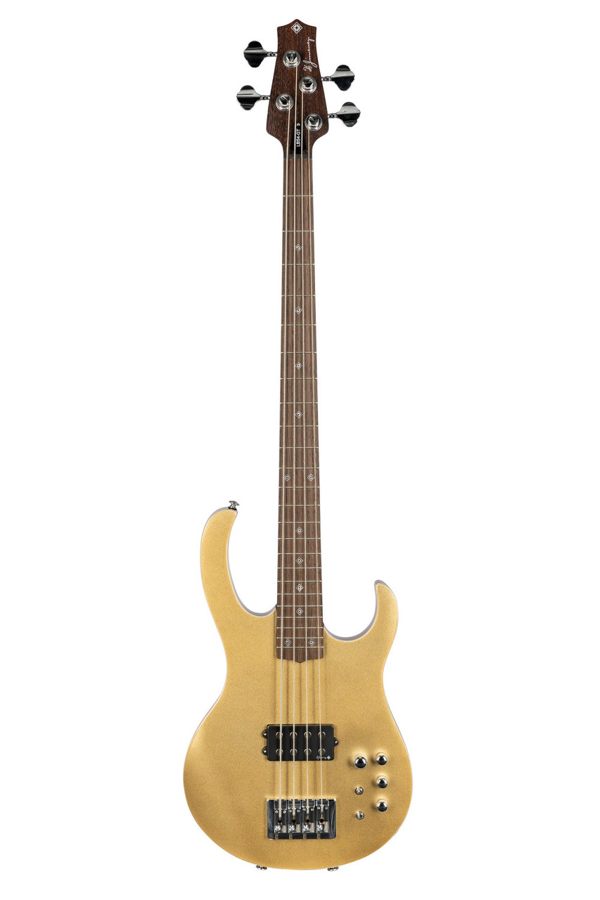 H. Jimenez 4 string glossy Gold Top bass guitar w/ deluxe padded gig bag (LBS4-GT) | Musician Madness
