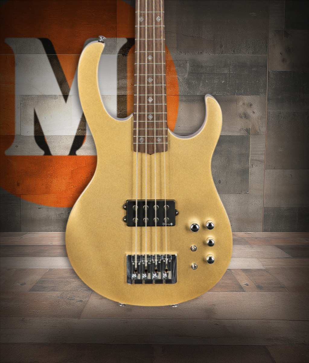 H. Jimenez 4 string glossy Gold Top bass guitar w/ deluxe padded gig bag (LBS4-GT) | Musician Madness