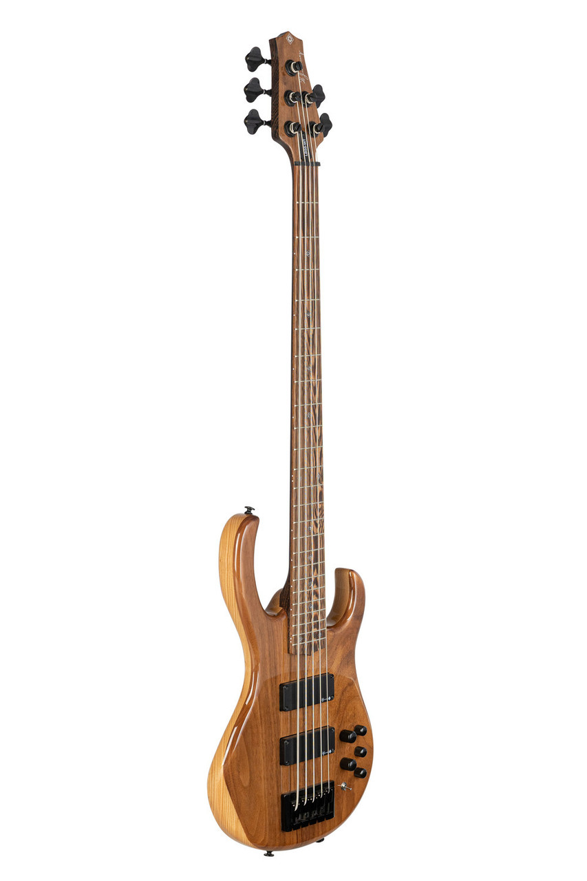 H. Jimenez 5-String Glossy Natural Walnut Top Bass Guitar (LBS5-WT) with deluxe padded gig bag