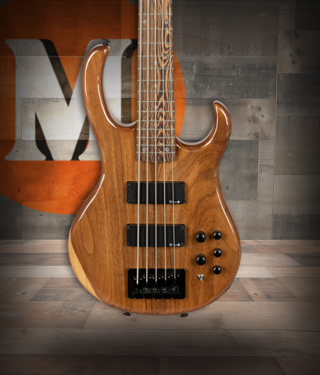 H. Jimenez 5-String Glossy Natural Walnut Top Bass Guitar (LBS5-WT) with deluxe padded gig bag