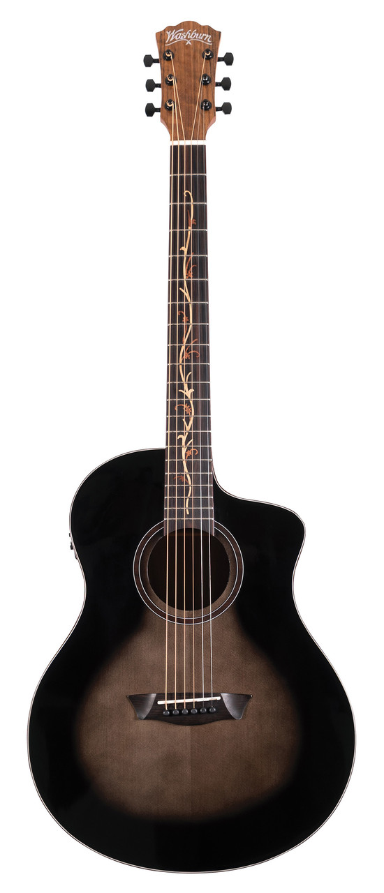 Washburn Vite S9V Bella Tono Studio Cutaway Acoustic-Electric Guitar - Gloss Charcoal Burst (BTS9VCECH-D-U)