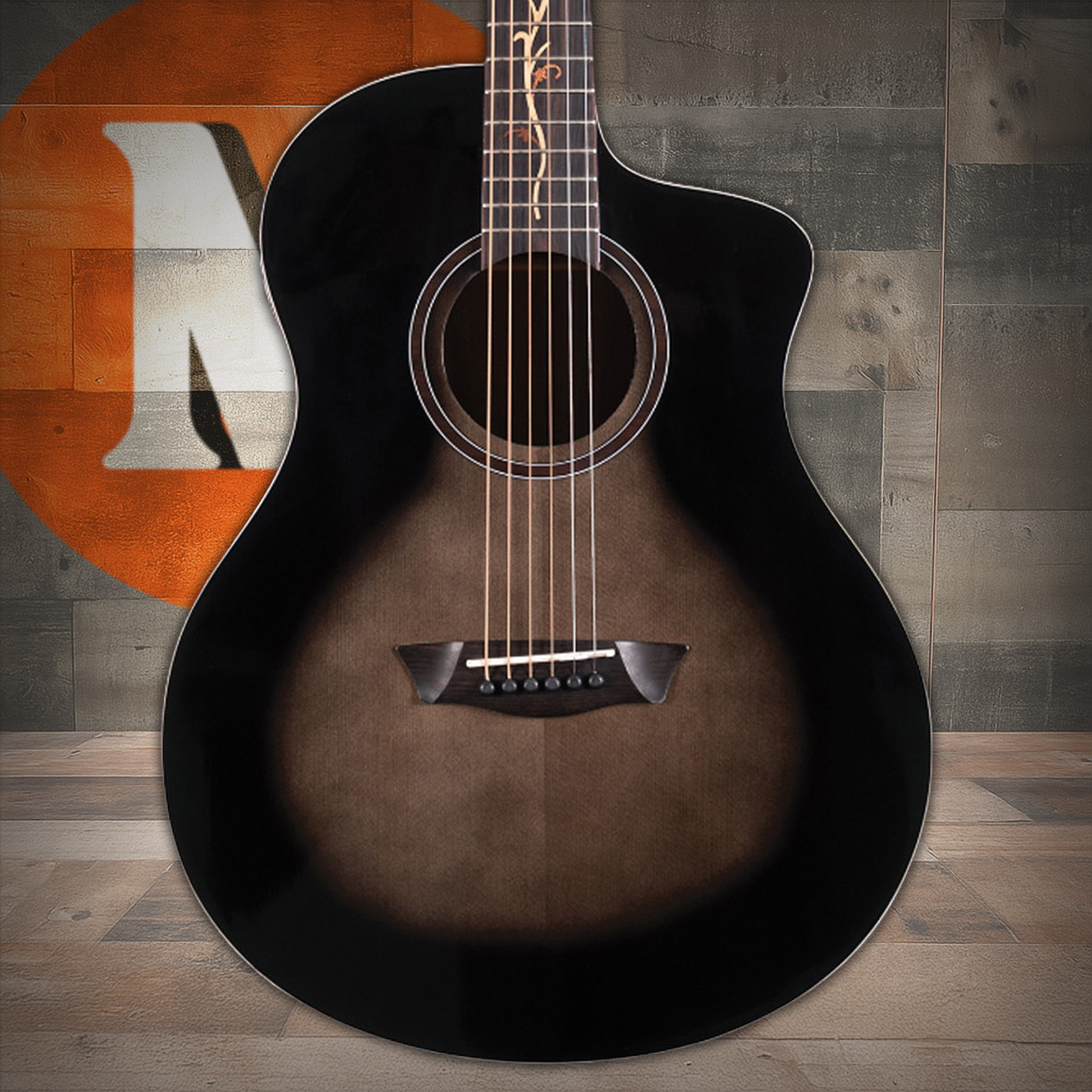 Washburn VITE S9V Bella Tono Studio Cutaway Acoustic Electric Guitar - Gloss Charcoal Burst (BTS9VCECH-D-U) | Musician Madness