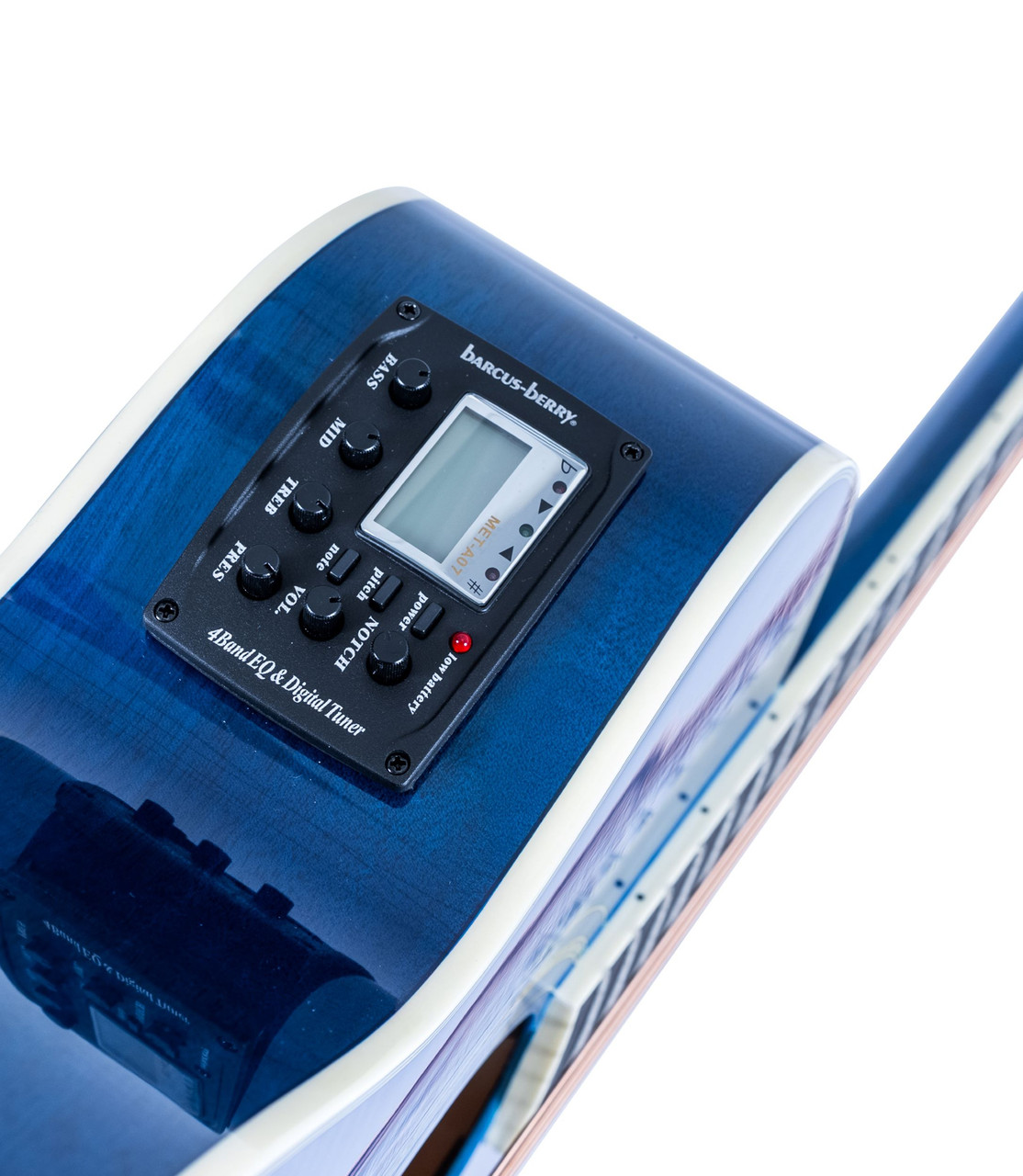 Washburn EA15 Festival Series Mini Jumbo Cutaway Acoustic-Electric Guitar – Flame Transparent Blue (EA15TBL-U)