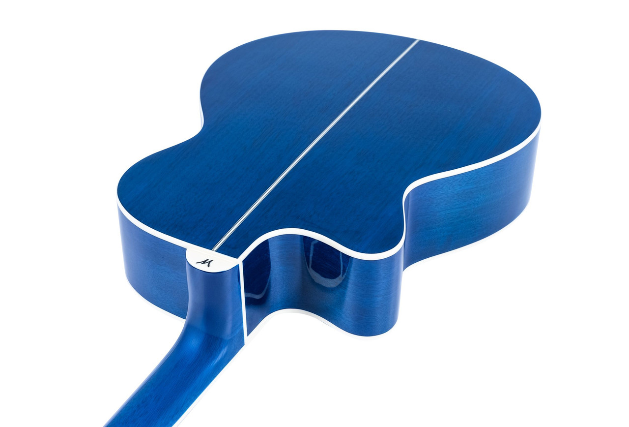 Washburn EA15 Festival Series Mini Jumbo Cutaway Acoustic Electric Guitar - Flame Transparent Blue (EA15TBL-U) | Musician Madness