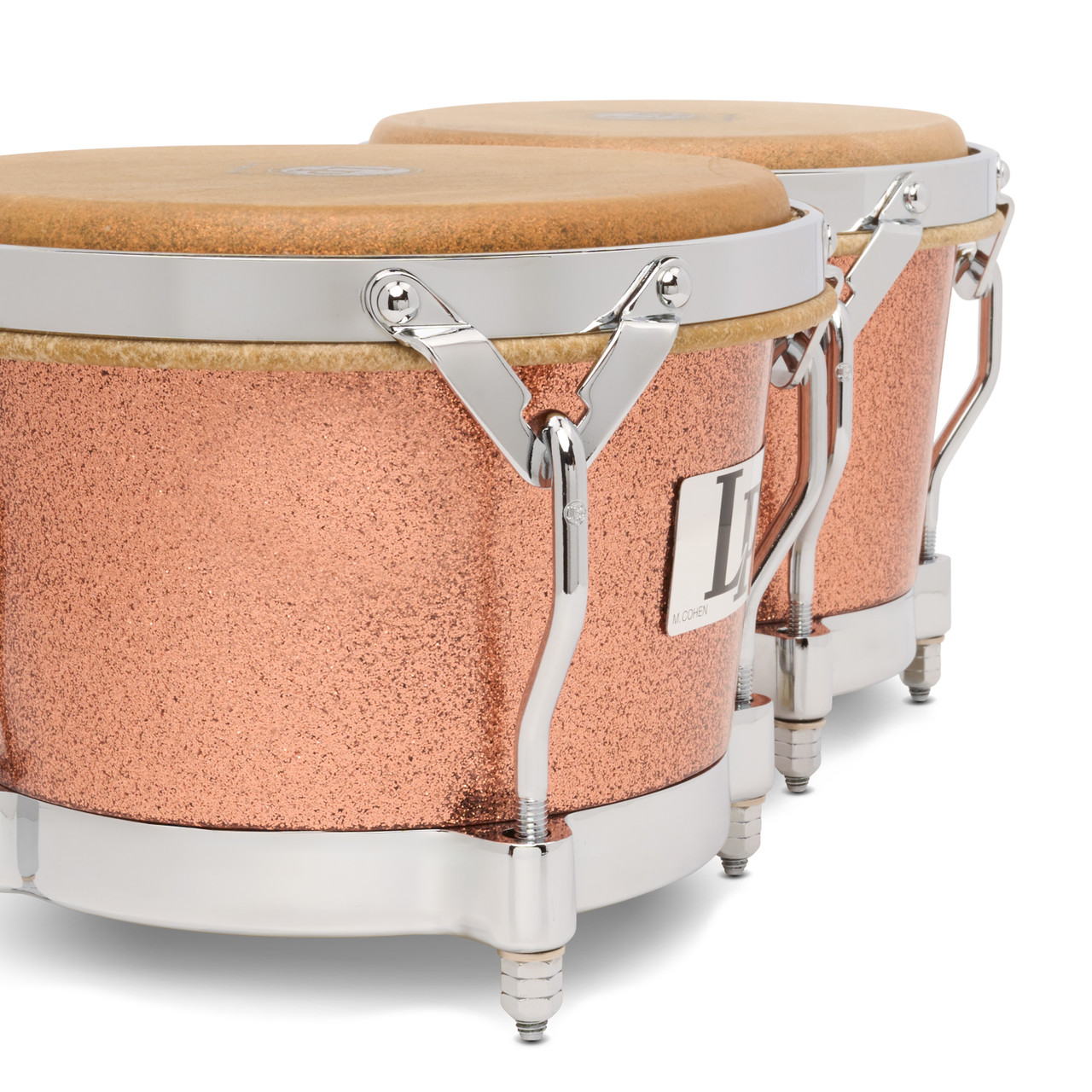 Latin Percussion LP Martin Cohen Limited Bongos in Gold Sparkle finish (LP200F-MC) - handcrafted limited edition bongos celebrating LPÃ¢â‚¬â„¢s founder, available at Musician Madness.