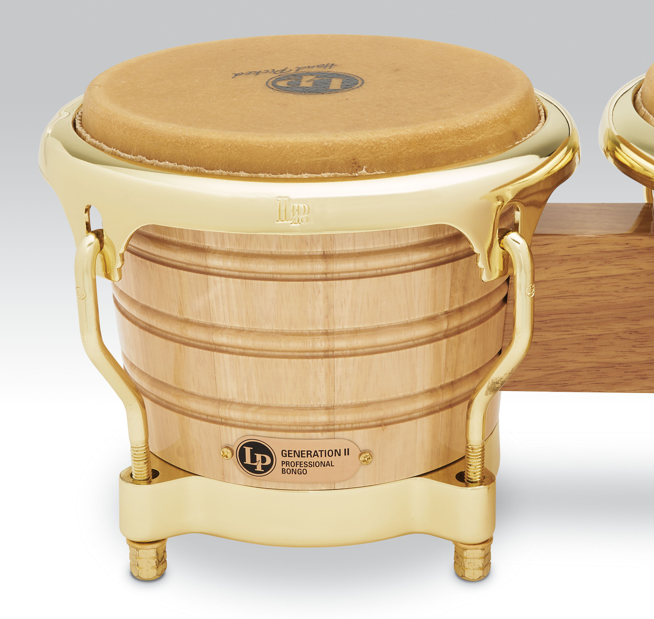Latin Percussion LP 7-1/4" and 8-5/8" Generation II Bongos - Natural with Gold Hardware (LP201AX-2AW) | Musician Madness