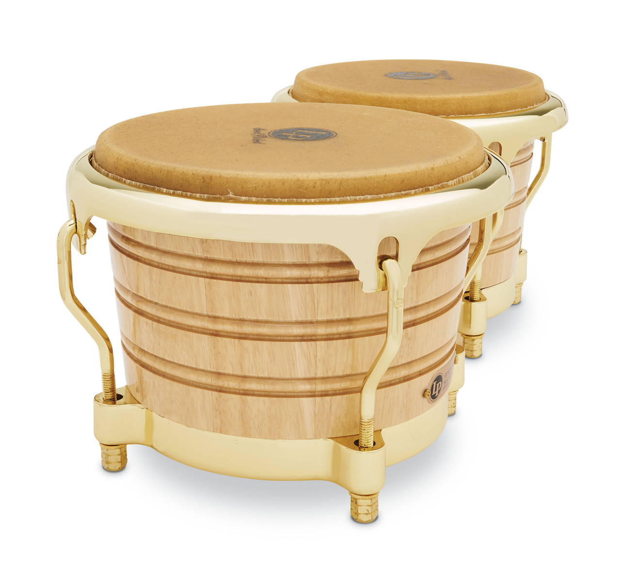 Latin Percussion LP 7-1/4" and 8-5/8" Generation II Bongos - Natural with Gold Hardware (LP201AX-2AW) | Musician Madness