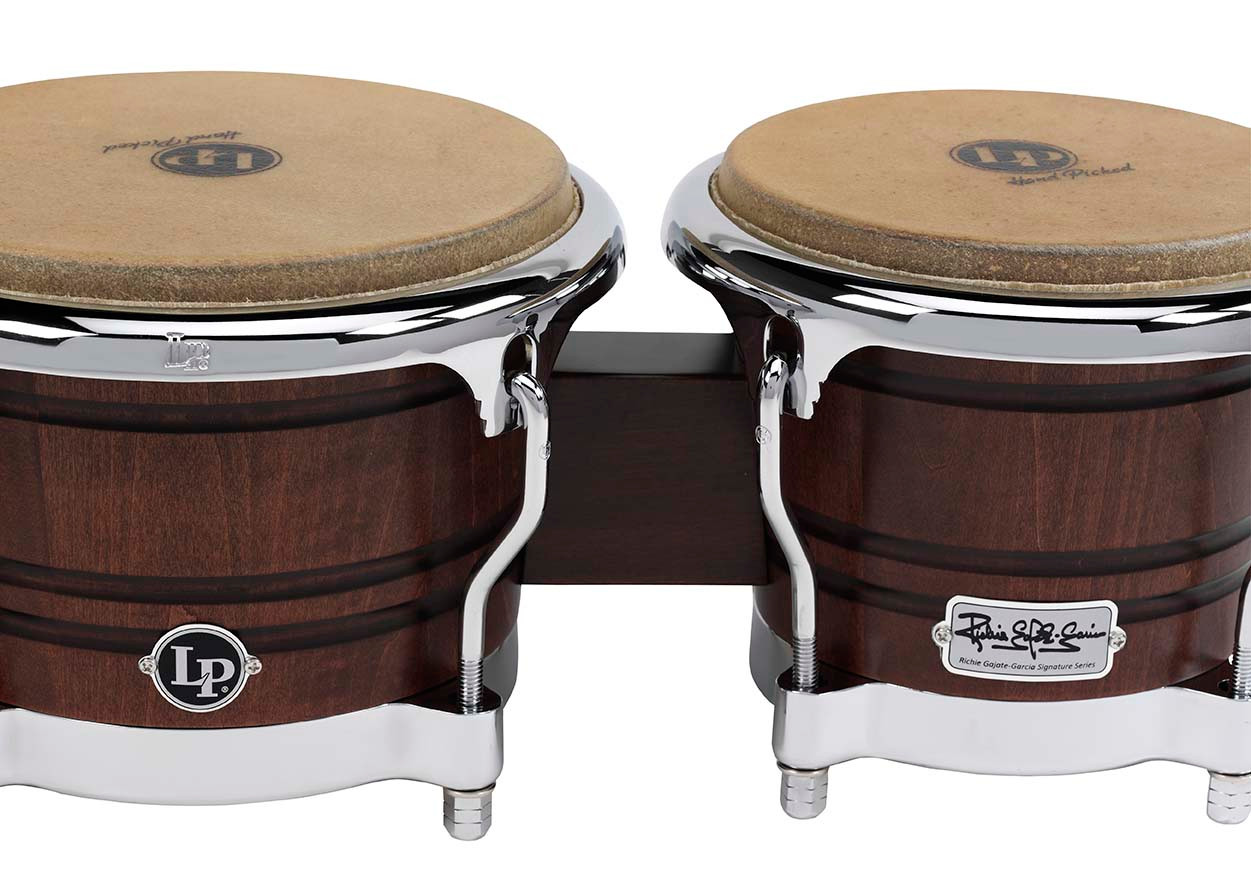 Latin Percussion LP Richie Gajate-Garcia Signature 7-1/4" and 8-5/8" Bongos (LP201AX-2RGM) â€“ professional LP signature series bongos with warm tone and classic styling, available at Musician Madness.