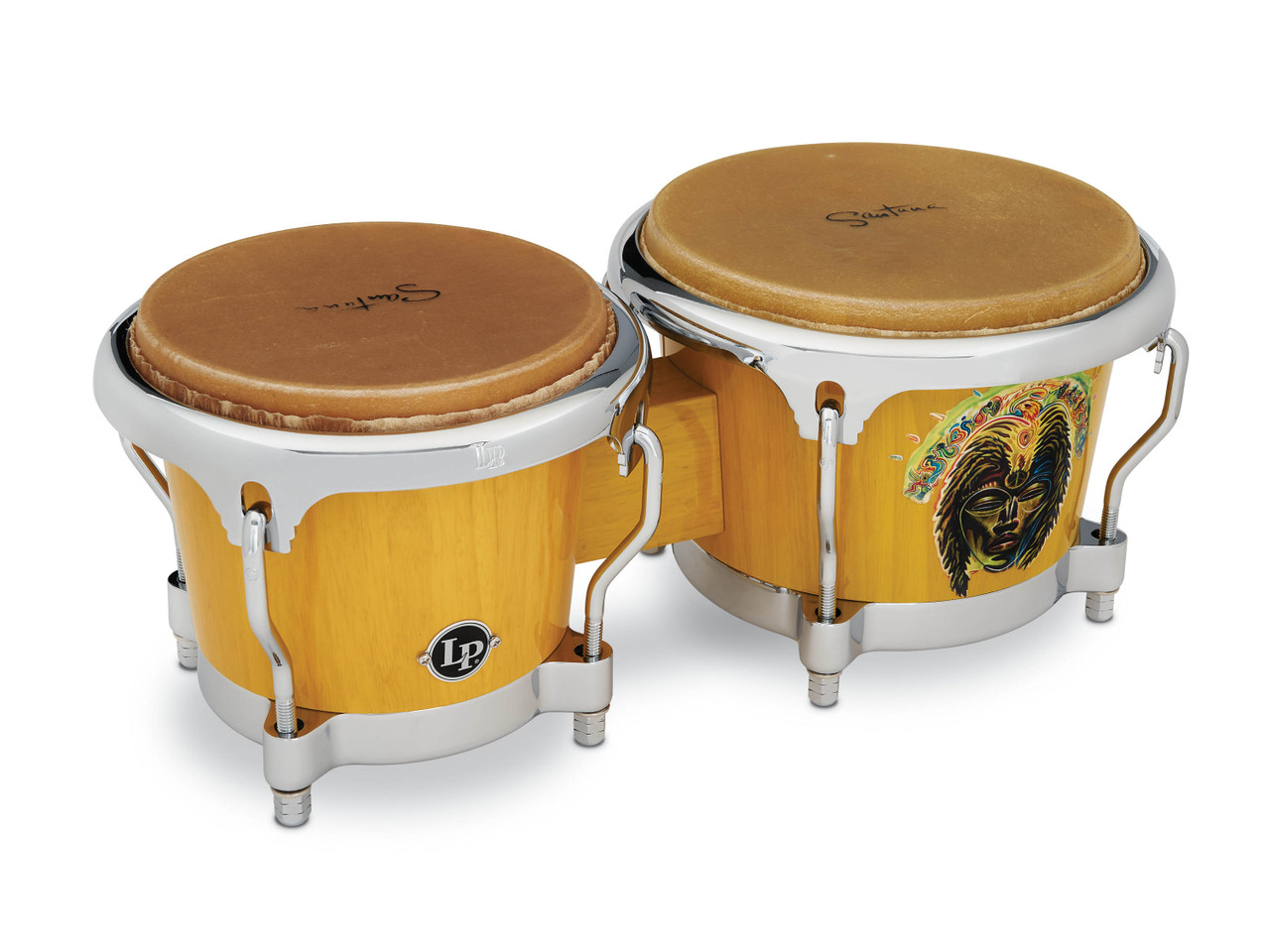 Latin Percussion LP Santana CCII 7-1/4"-8-5/8" Oak Bongos - African Speaks Finish (LP201AX-SAS) - signature LP bongos honoring SantanaÃ¢â‚¬â„¢s rhythmic legacy, available at Musician Madness.