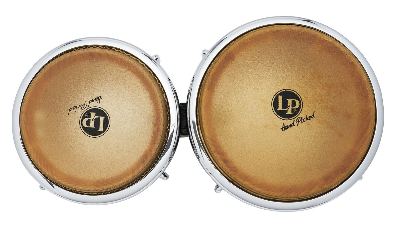 Latin Percussion LP Uptown CCII 7-1/4"â€“8-5/8" Bongos â€“ Sculpted Ash in Espresso Stain with Chrome Hardware (LP201SA) â€“ elegant LP bongos with warm tone and professional design, available at Musician Madness.