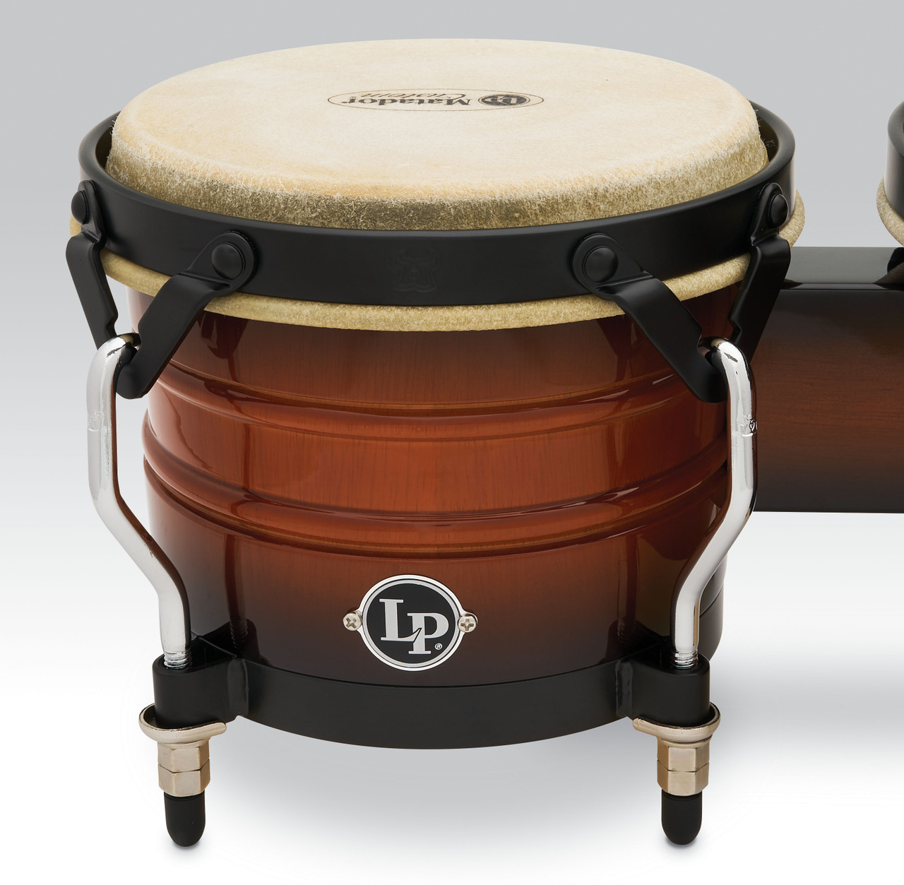 Latin Percussion LP Matador Traditional 7-1/4"–8-5/8" Oak Bongos – Vintage Sunburst with Black Hardware (M301-VSB) – warm, stylish LP Matador bongos available at Musician Madness.