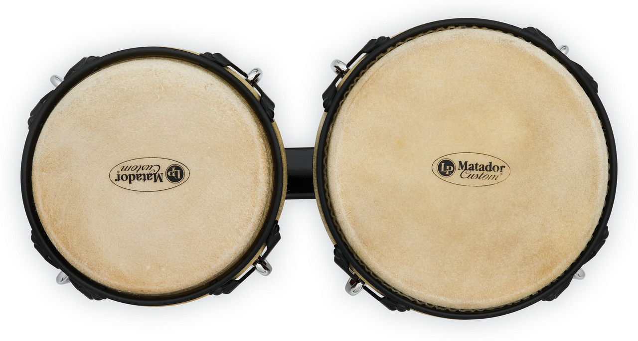 Latin Percussion LP Matador Traditional 7-1/4"-8-5/8" Bongos - Oak Vintage Sunburst with Black Hardware (M301-VSB) | Musician Madness