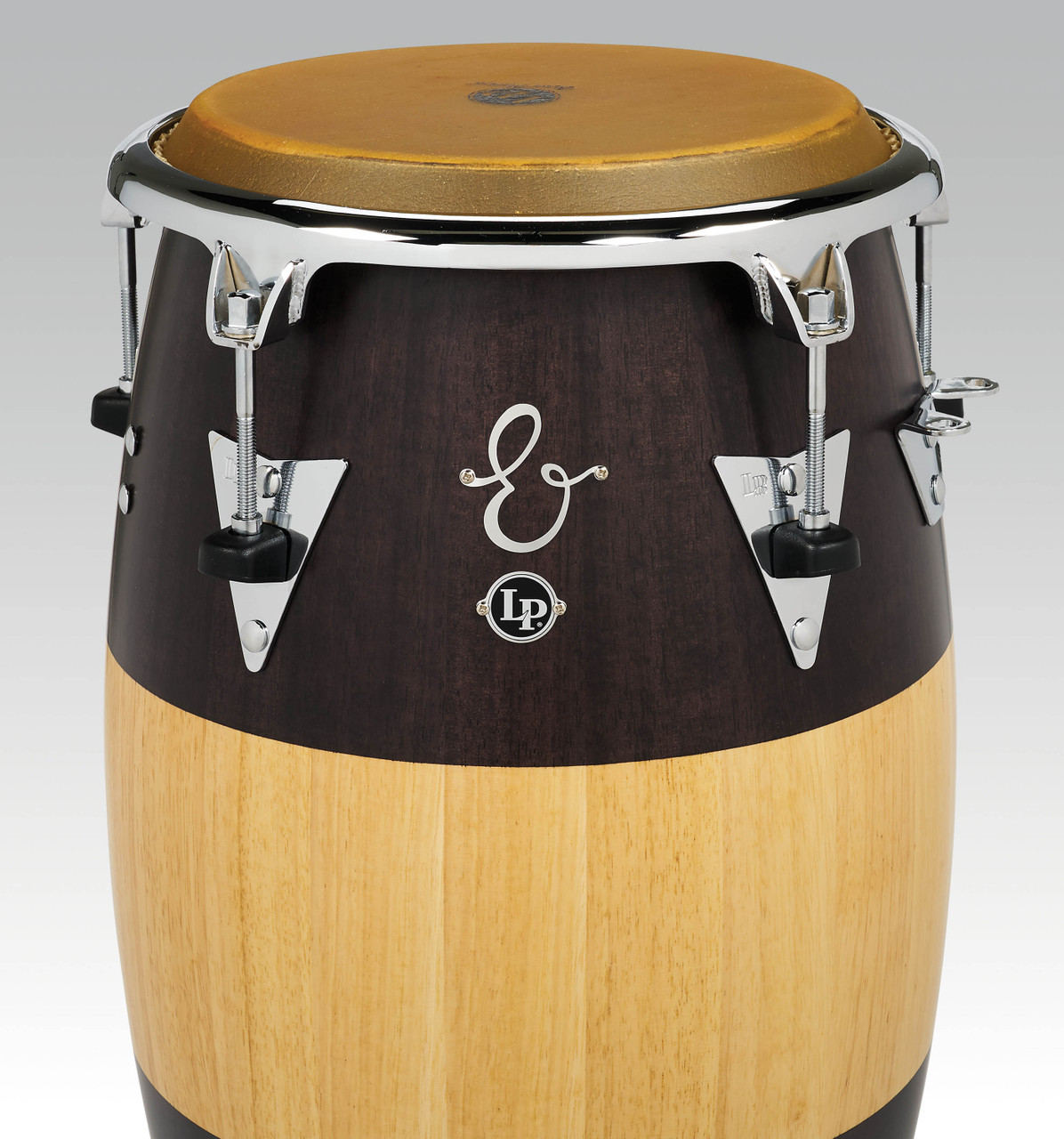 Latin Percussion LP E-Class Top-Tuning 12-1/2" Tumba - Oak Walnut/Natural Fade with Chrome Hardware (LP552T-EC) - premium LP E-Class tumba available at Musician Madness.