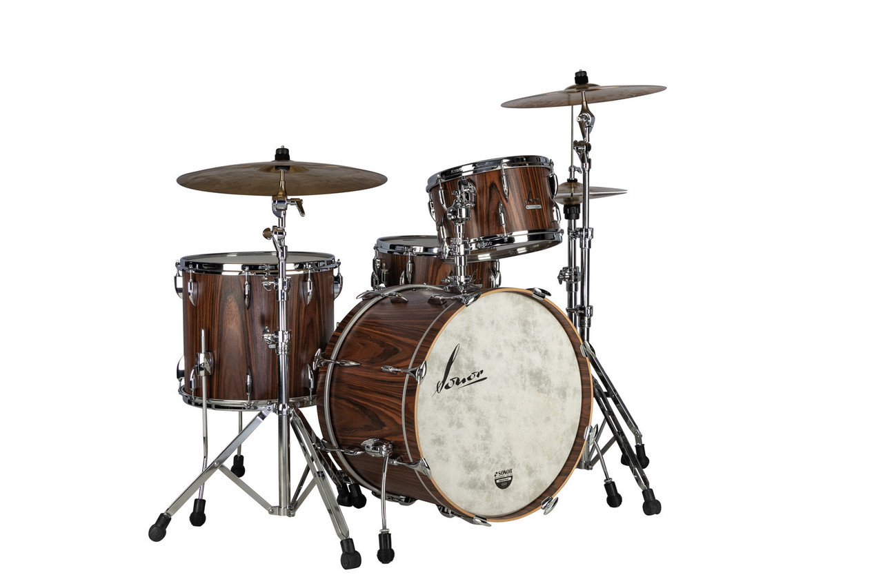 Sonor Vintage Series 22" 3-Piece Shell Pack – Rosewood Semi-Gloss (VT-322WMCRSG) – premium Sonor drum kit available at Musician Madness.