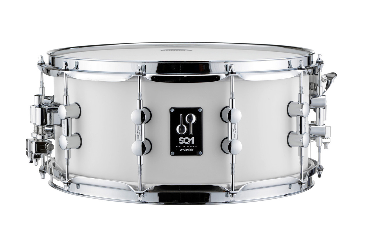 Sonor SQ1 14 In. x 6.5 In. Snare Drum - Satin Pure White (SQ1-1465-SDW-SPW) | Musician Madness