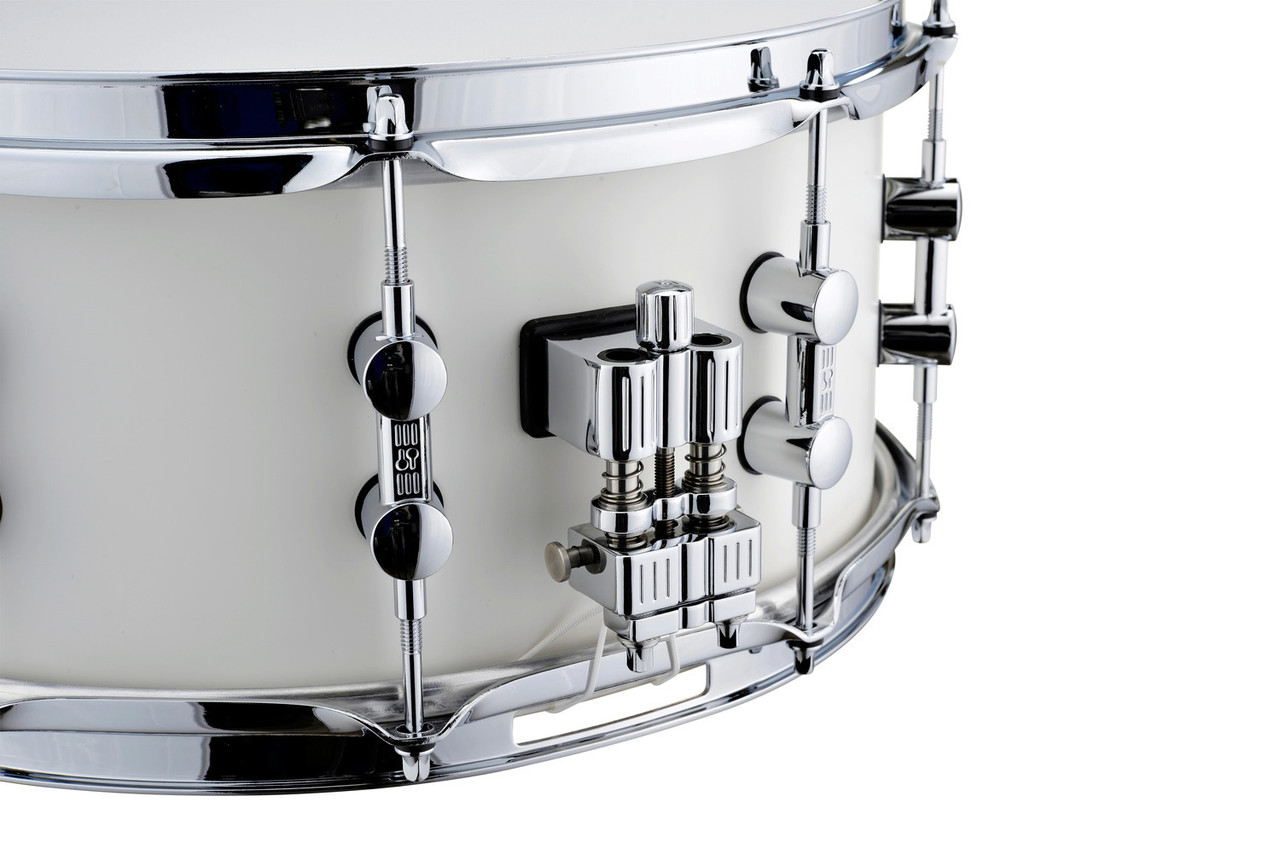 Sonor SQ1 14” x 6.5” Snare Drum – Satin Pure White (SQ1-1465-SDW-SPW) available at Musician Madness.