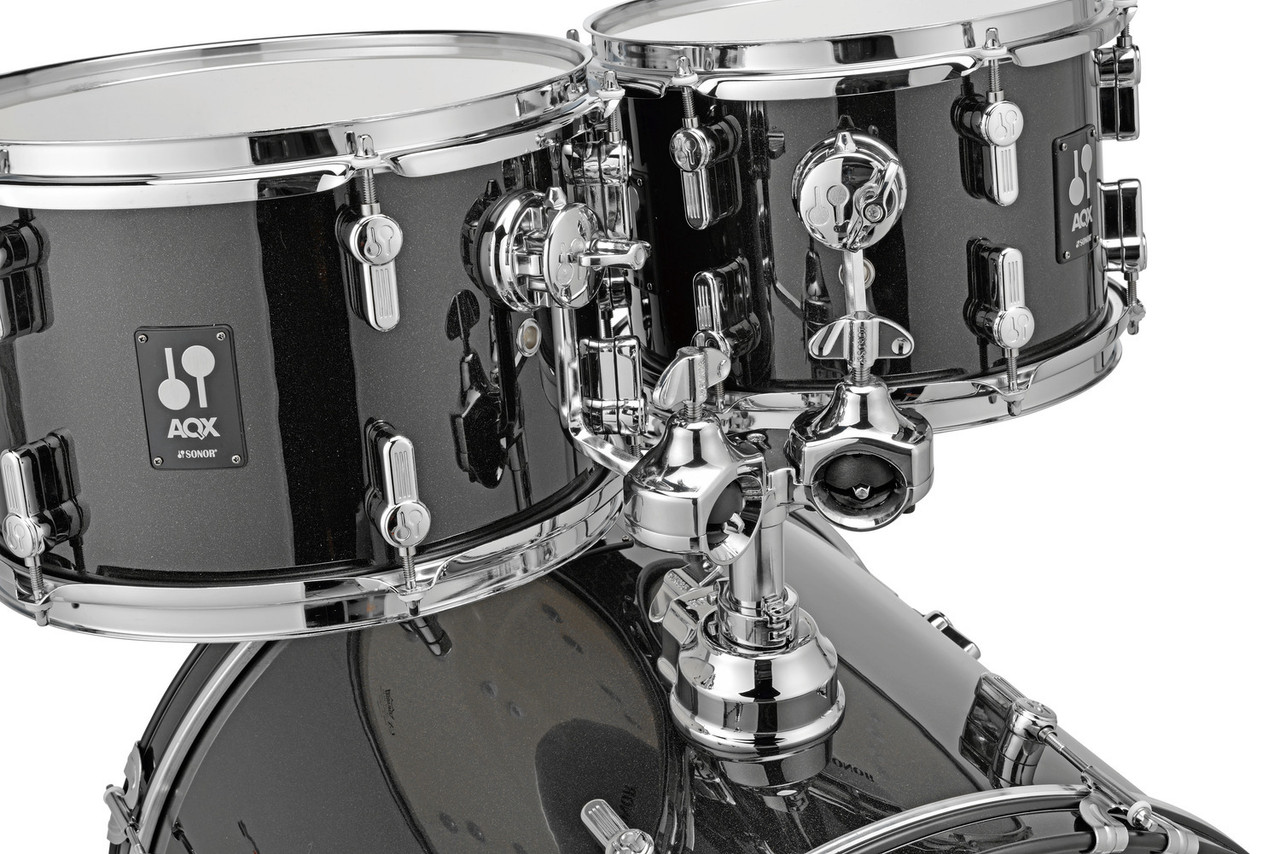 Sonor AQX Stage Drum Set - Black Midnight Sparkle with 1000 Series Hardware (AQX-STAGE-NC-BMS).