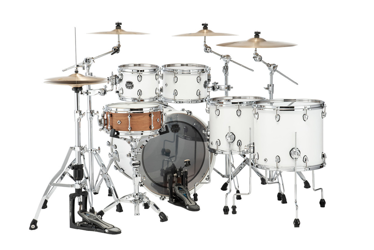 Mapex Saturn Studioease 5-Piece Shell Pack (No Snare) - Satin White (SR628XURM) | Musician Madness