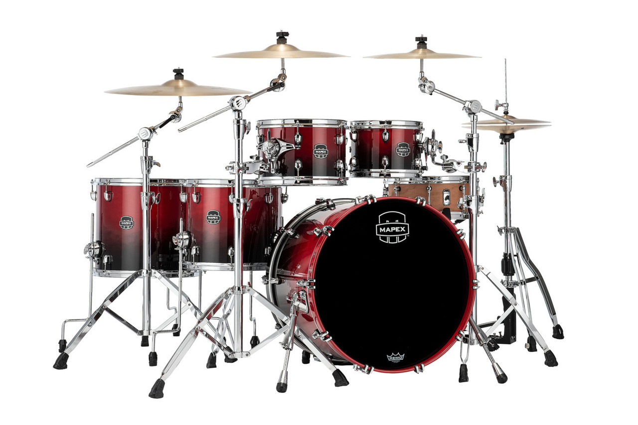 Mapex Saturn Studioease 5-Piece Shell Pack (No Snare) - Scarlet Fade (SR628XURQ) | Musician Madness