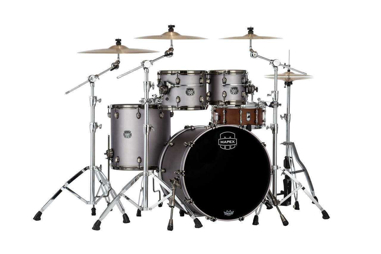 Mapex Saturn Evolution Rock 4-Piece Shell Pack (No Snare) - Gun Metal Grey (SE529XBBPG) | Musician Madness