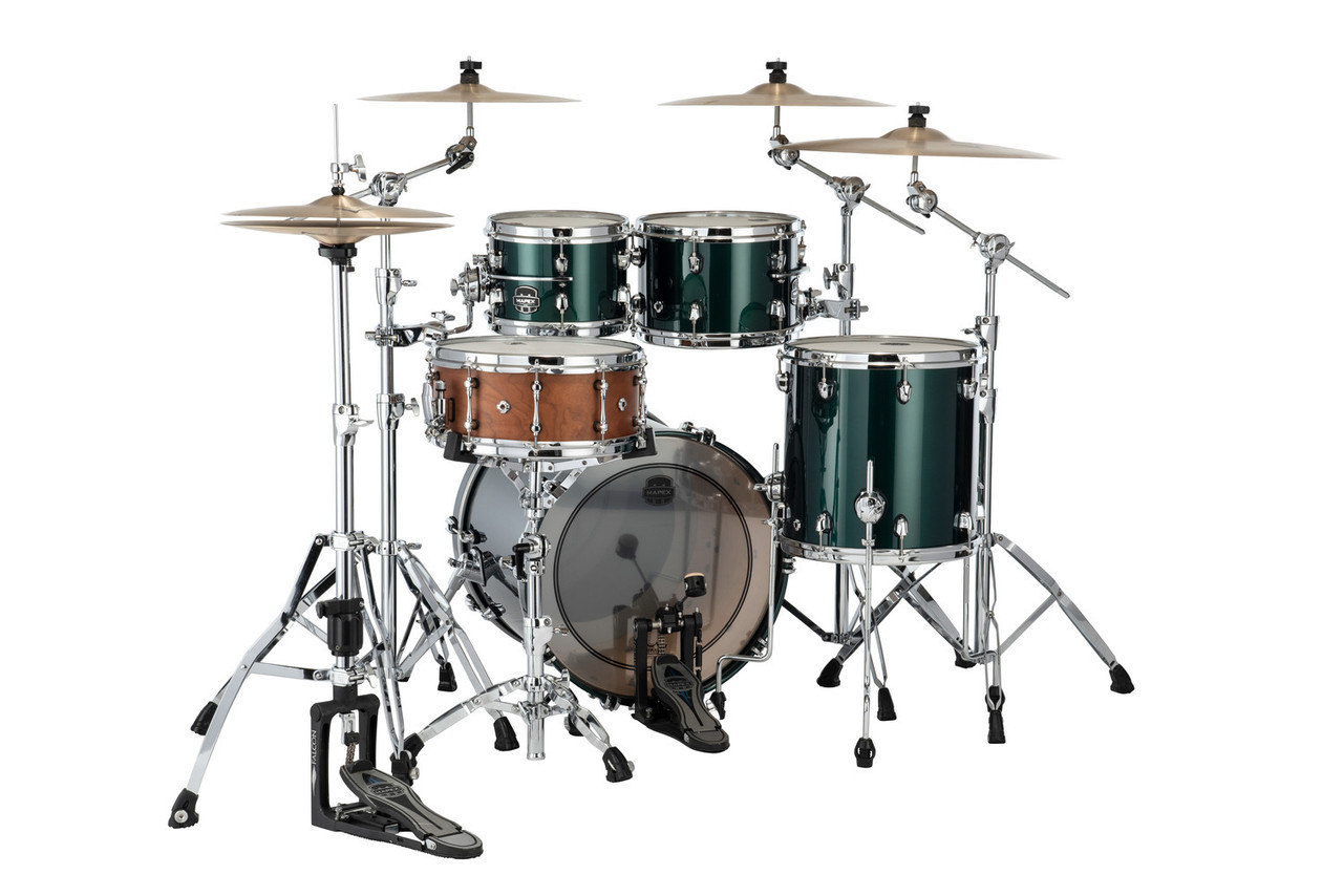 Mapex Saturn Evolution Fusion 4-Piece Shell Pack (No Snare) - Brunswick Green (SE504XMPQ) | Musician Madness
