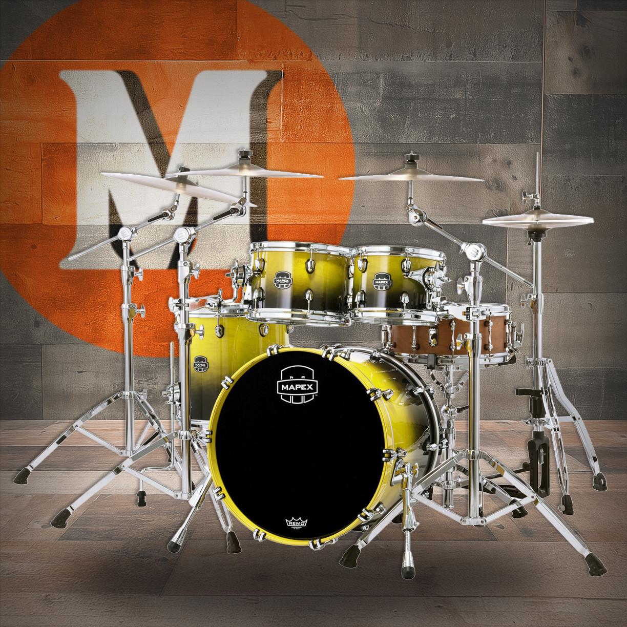 Mapex Saturn Fusion 4-Piece Shell Pack (No Snare) - Sulphur Fade (SR504XUJ) | Musician Madness