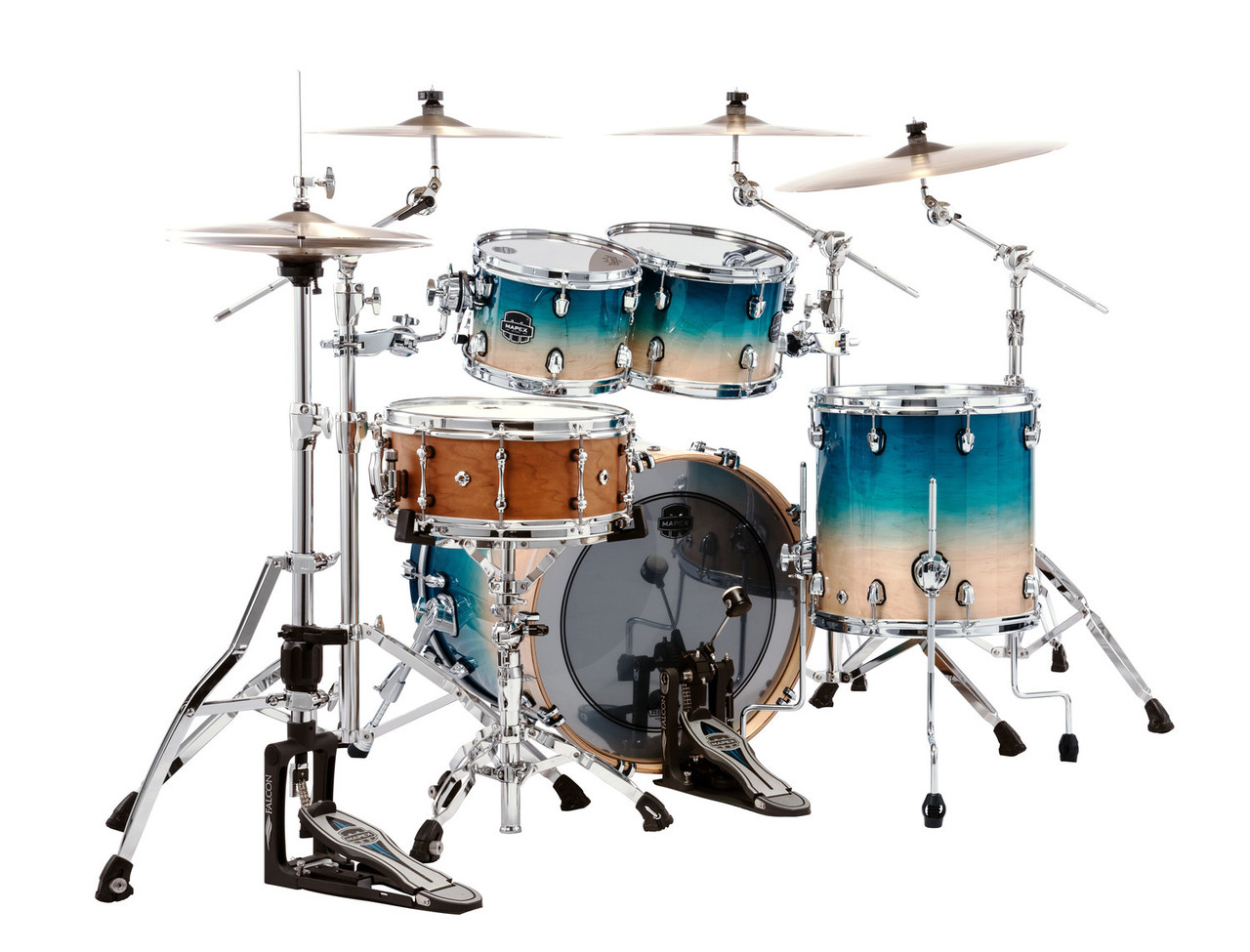 Mapex Saturn Fusion 4-Piece Shell Pack (No Snare) - Aqua Fade (SR504XUQ) | Musician Madness