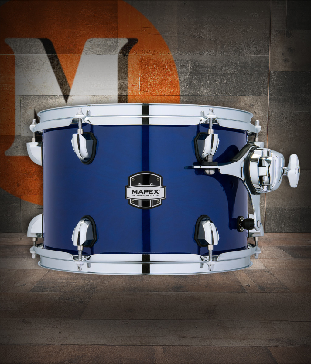 Mapex Mars Maple 8x7 Tom in Midnight Blue featuring a 100% maple shell, SONIClear tom holder, warm focused tone, and matching finish ideal for expanding Mars Maple drum kits.