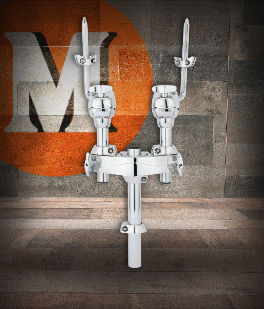 Mapex TH682 Double Tom Holder and Arm Set designed for Saturn SW Series drums, featuring durable metal construction, adjustable dual tom arms, and secure mounting for versatile drum configurations.
