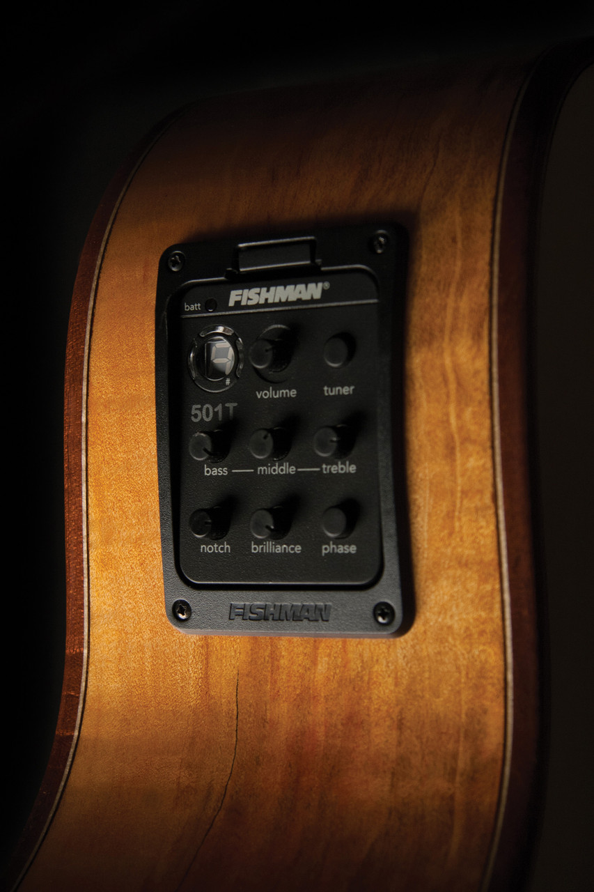 Washburn G66SCE Comfort Deluxe 66 Acoustic-Electric Guitar featuring a spalted maple top, auditorium cutaway body, premium Comfort Series armrest design, and onboard electronics for professional performance.