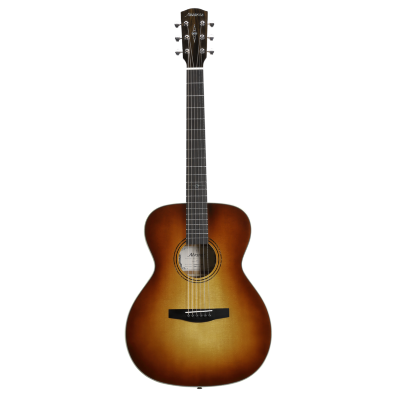 Alvarez Laureate LF60e Folk/OM Acoustic-Electric Guitar in Sunset featuring an OM body, balanced tonal response, elegant Laureate details, and high-quality onboard electronics for live and studio use.