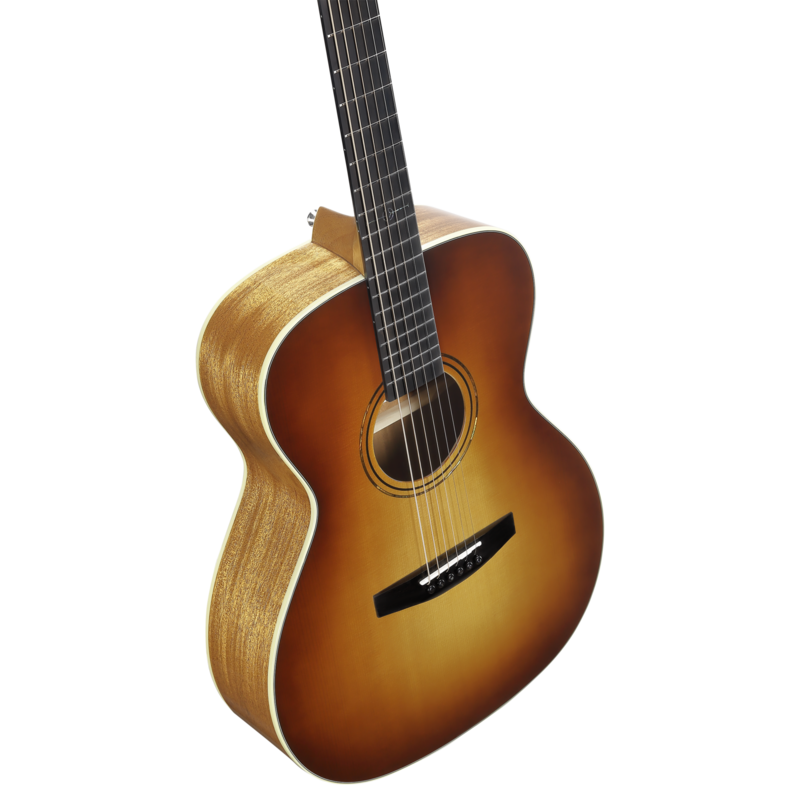 Alvarez Laureate LF60e Folk/OM Acoustic-Electric Guitar in Sunset featuring an OM body, balanced tonal response, elegant Laureate details, and high-quality onboard electronics for live and studio use.
