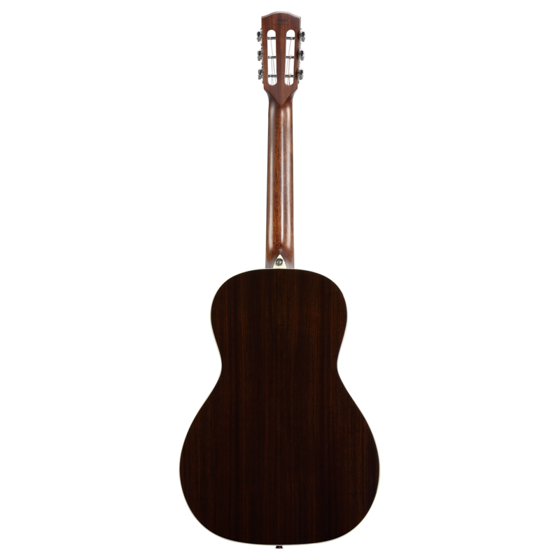 Alvarez Laureate LP70e Parlor Acoustic-Electric Guitar in Herringbone Sunset featuring a compact parlor body, warm vintage-style voice, classic herringbone detailing, and onboard electronics for studio and stage use.