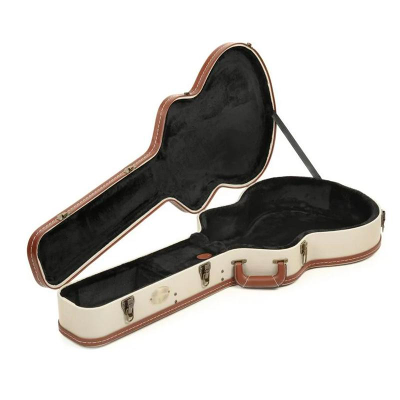 Alvarez JC1 Deluxe Jumbo Guitar Wood Case featuring a durable wooden exterior, plush protective interior, secure latches, and a form-fitted design crafted specifically for jumbo acoustic guitars.